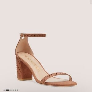 NEW NUDISTCURVE 75 BLOCK SHINE SANDAL Suede & Swarovski Crystals/Cappuccino 9